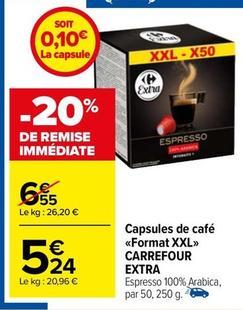 Carrefour - Capsules De Café Format Xxl Extra offre à 5,24€ sur Carrefour Market