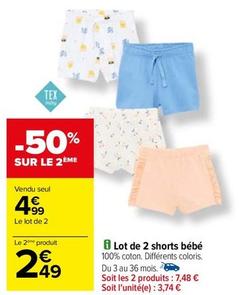 Tex Baby - Lot De 2 Shorts Bébé offre à 4,99€ sur Carrefour Express