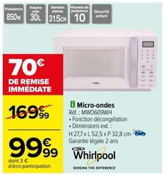Whirlpool - Micro-Ondes Réf. MW0609WH offre à 99,99€ sur Carrefour Express