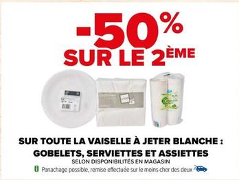 Sur Toute La Vaiselle À Jeter Blanche: Gobelets, Serviettes Et Assiettes offre sur Carrefour Contact