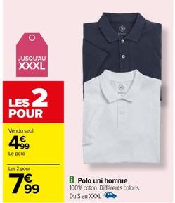 Polo Uni Homme offre à 4,99€ sur Carrefour Contact