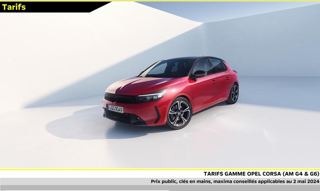 Tarifs Gamme Opel Corsa (Am G4 & G6) offre sur Opel