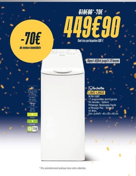 Lave-linge offre à 449,9€ sur Proxi Confort