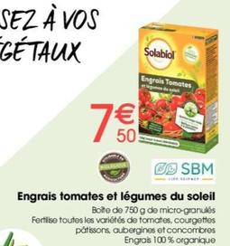 Solabiol - Engrais Tomates Et Légumes Du Soleil offre à 7,5€ sur Brico Pro