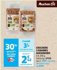 Auchan Bio - Crackers 3 Graines offre à 3,45€ sur Auchan Supermarché