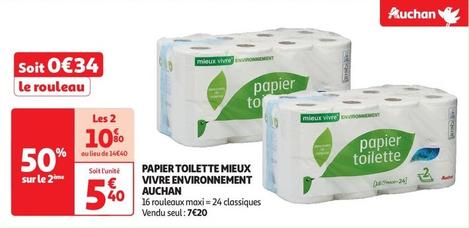 Auchan - Papier Toilette Mieux Vivre Environnement offre à 5,4€ sur Auchan Supermarché