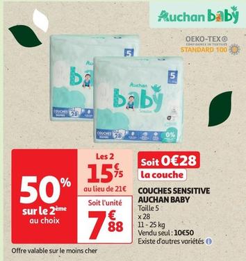 Auchan Baby - Couches Sensitive offre à 7,88€ sur Auchan Supermarché