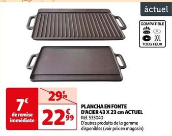 Actuel - Plancha En Fonte D'Acier  offre à 22,99€ sur Auchan Hypermarché