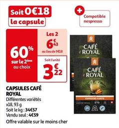 Café Royal - Capsules offre à 4,59€ sur Auchan Hypermarché