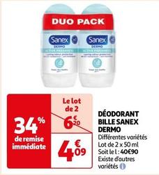 Sanex - Déodorant Bille Dermo offre à 4,09€ sur Auchan Hypermarché