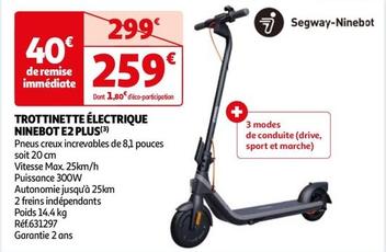 Segway-Ninebot - Trottinette Électrique Ninebot E2 Plus offre à 259€ sur Auchan Hypermarché