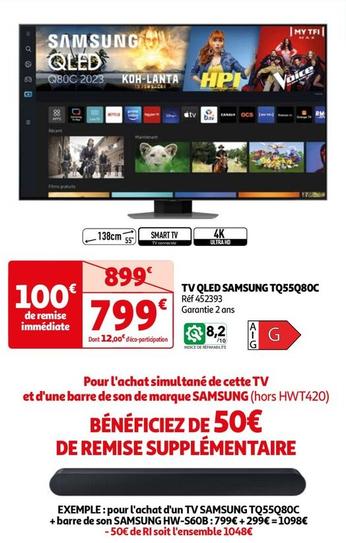 Samsung - Tv Qled TQ55Q80C offre à 799€ sur Auchan Hypermarché