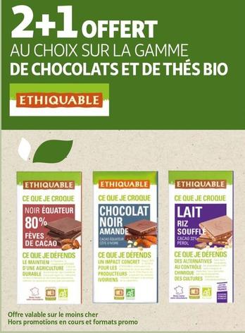 Ethiquable - Sur La Gamme De Chocolats Et De Thés Bio offre sur Auchan Hypermarché