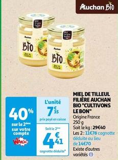 Auchan - Miel De Tilleul Filière Bio Cultivons Le Bon offre à 7,35€ sur Auchan Hypermarché