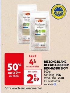 Bio Mas Du Bio - Riz Long Blanc De Camargue IGP offre à 2,78€ sur Auchan Hypermarché