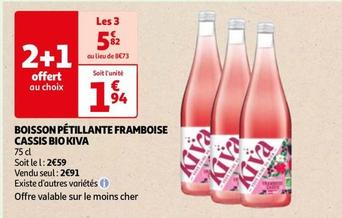 Kiva - Boisson Pétillante Framboise Cassis Bio offre à 1,94€ sur Auchan Hypermarché