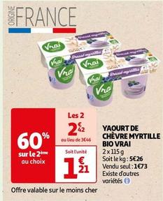 Vrai - Yaourt De Chèvre Myrtille Bio offre à 1,21€ sur Auchan Hypermarché