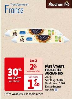 Auchan Bio - Pâte À Tarte Feuilletée offre à 1,4€ sur Auchan Hypermarché