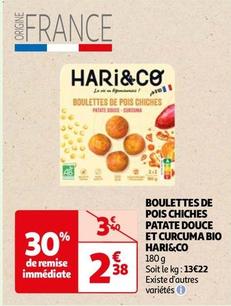 Hari & Co - Boulettes De Pois Chiches Patate Douce Et Curcuma Bio offre à 2,38€ sur Auchan Hypermarché