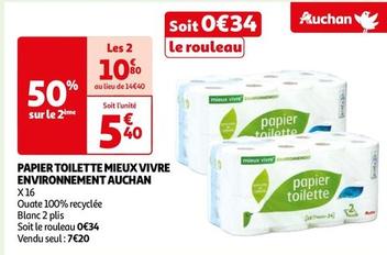 Auchan - Papier Toilette Mieux Vivre Environnement offre à 7,2€ sur Auchan Hypermarché