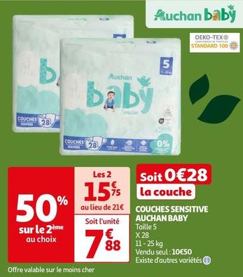 Auchan - Couches Sensitive Baby offre à 10,5€ sur Auchan Hypermarché