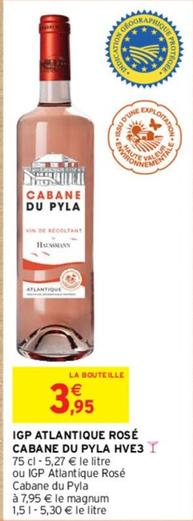 Cabane Du Pyla - IGP Atlantique Rosé Hve3 offre à 3,95€ sur Intermarché Contact