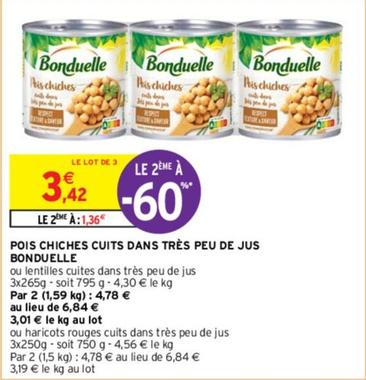 Bonduelle - Pois Chiches Cuits Dans Très Peu De Jus offre à 3,42€ sur Intermarché Contact