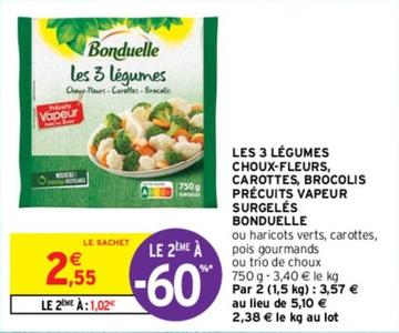 Bonduelle - Les 3 Légumes Choux Fleurs, Carottes, Brocolis Précuits Vapeur Surgelés offre à 2,55€ sur Intermarché Contact