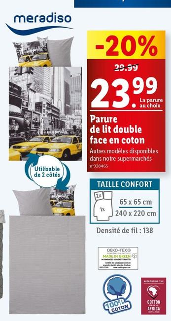 Parure De Lit Double Face En Coton  offre à 23,99€ sur Lidl