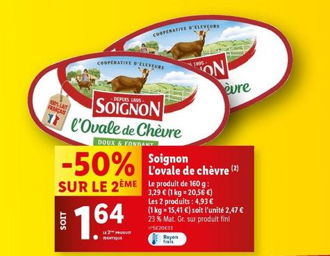 Soignon - L'ovale De Chèvre offre à 3,29€ sur Lidl
