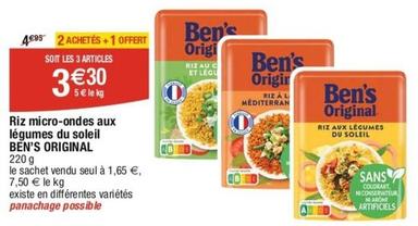 Ben's Original - Riz Micro-ondes Aux Légumes Du Soleil offre à 1,65€ sur Cora