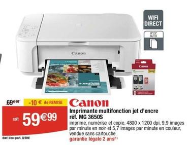 Canon - Imprimante Multifonction Jet D'encre MG  3650S offre à 59,99€ sur Cora