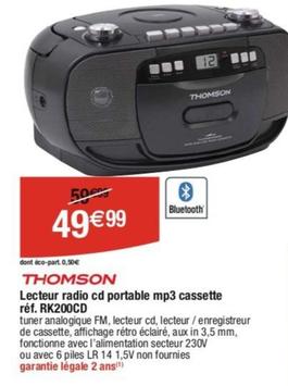 Thomson - Lecteur Radio CD Portable MP3 Cassette RK200CD offre à 49,99€ sur Cora