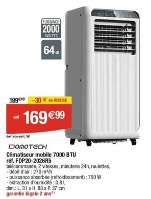 Donotech - Climatiseur Mobile 7000 BTU FDP20-2026R5  offre à 169,99€ sur Cora