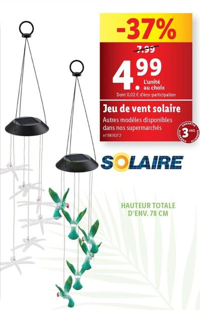 Solaire - Jeu De Vent Soliare  offre à 4,99€ sur Lidl