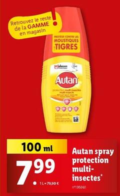 Autan - Spray Protection Multi-Insectes offre à 7,99€ sur Lidl