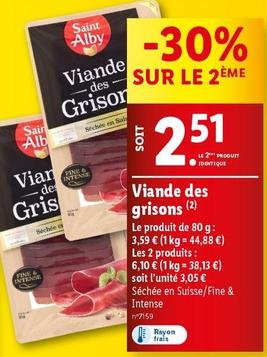 Saint Alby - Viande Des Grisons offre à 2,51€ sur Lidl