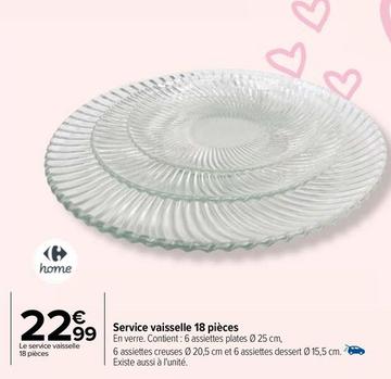Service Vaisselle 18 Pièces offre à 22,99€ sur Carrefour
