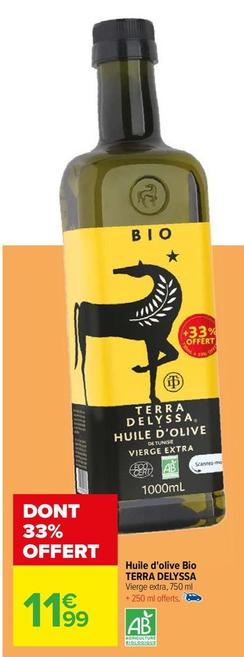Terra Delyssa - Huile D'olive Bio  offre à 11,99€ sur Carrefour Drive