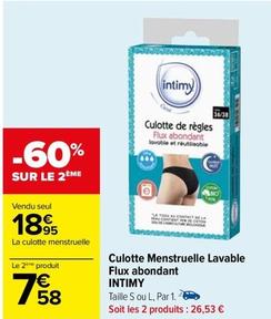Intimy - Culotte Menstruelle Lavable  offre à 18,95€ sur Carrefour Drive