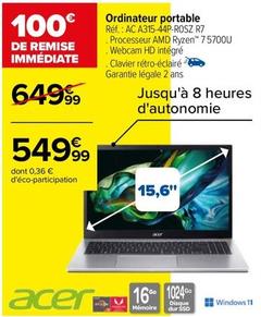 Acer - Ordinateur Portable offre à 549,99€ sur Carrefour Drive