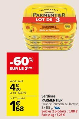 Parmentier - Sardines offre à 4,2€ sur Carrefour Drive