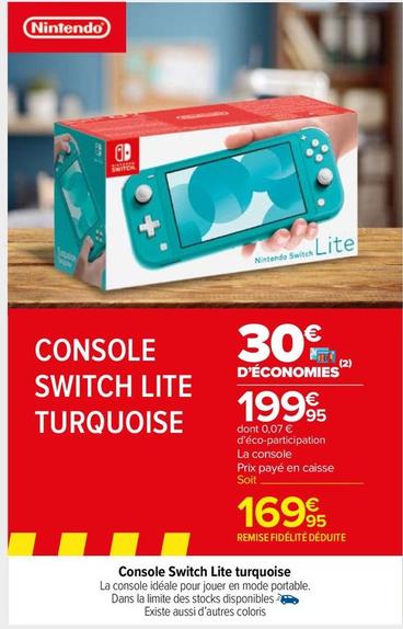 Nintedo - Console Switch Lite Turquoise offre à 169,95€ sur Carrefour Drive