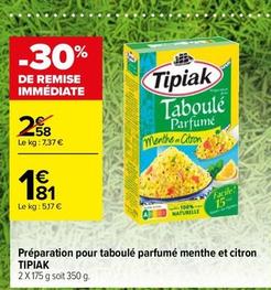 Tipiak - Préparation Pour Taboulé Parfumé Menthe Et Citron offre à 1,81€ sur Carrefour Drive