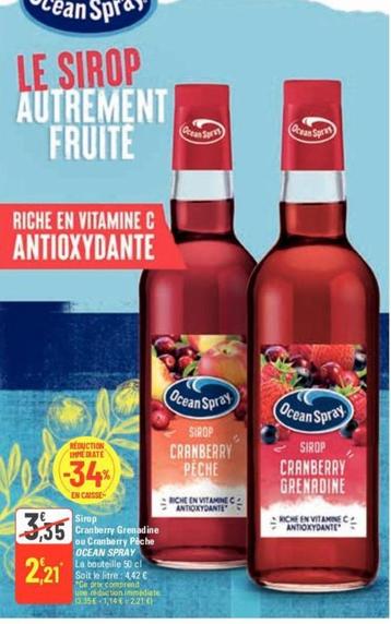Ocean Spray - Sirop Cranberry Grenadine Ou Cranberry Peche offre à 2,21€ sur G20