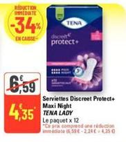 Tena - Serviettes Discreet Protect+ Maxi Night Lady offre à 4,35€ sur G20