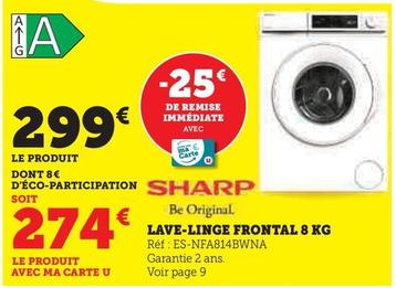 Sharp - Lave-Linge Frontal 8 Kg  offre à 299€ sur Hyper U