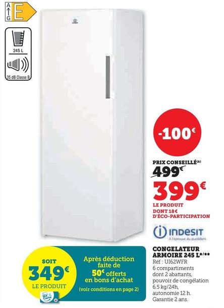 Indesit - Congelateur Armoire 245 L offre à 399€ sur Super U