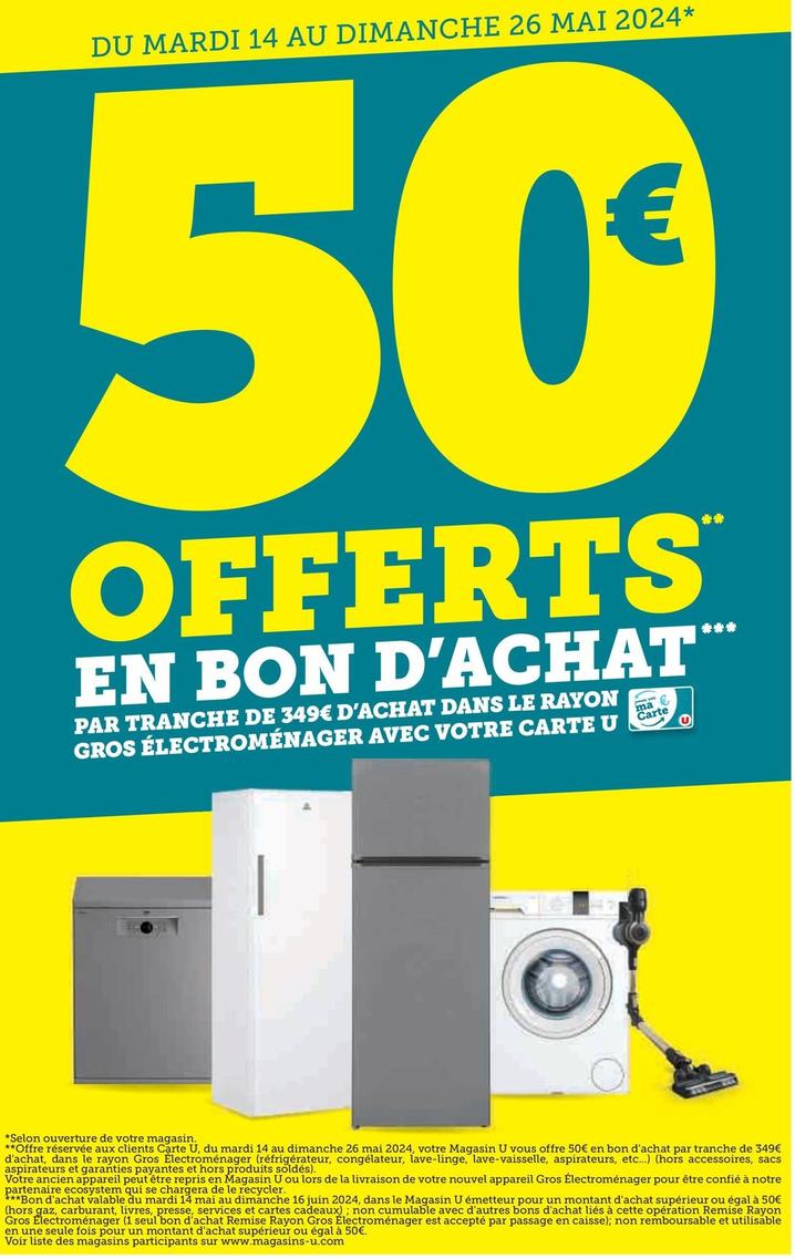 50€ Offert En Bon D'Achat offre sur Super U
