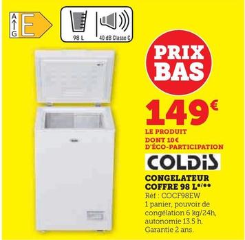 Coldis - Congelateur Coffre 98 L offre à 149€ sur Super U